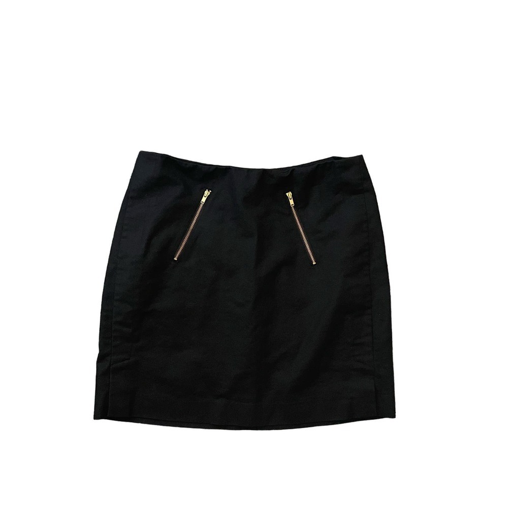 Banana Republic Mini Skirt Size‎ 2 Black Gold Zipper Detail